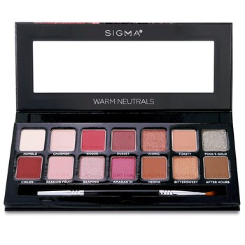 Warm Neutrals Eyeshadow Palette (14x Eyeshadow + 1x Dual Ended Brush)